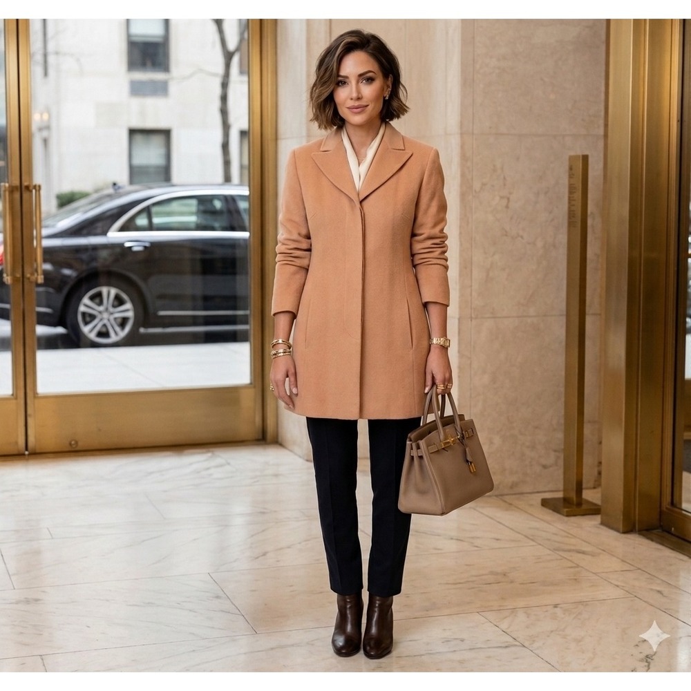 Katherine Kelly Collection‎ Camel Wool Cashmere Blend Coat Jacket Tan luxury 16